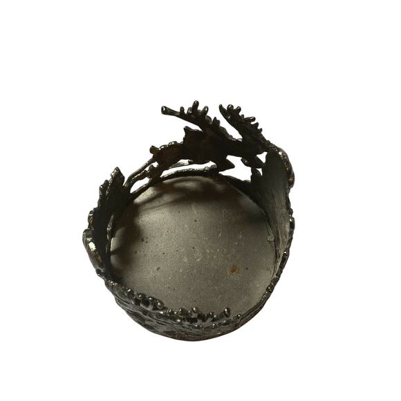 Pewter Santa Reindeer Sleigh Christmas Candle Holder Round Metal 3.5 Inch - Picture 3 of 3